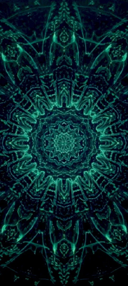 Dark fractal pattern with green neon mobile wallpaper